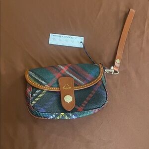 Dooney & Bourke Tartan Wristlet with Leather Trim